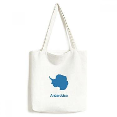 Imagem de Bolsa de lona com estampa de mapa de ilustração da Antártica azul bolsa de compras casual bolsa de mão