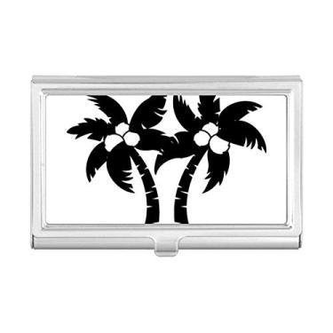 Imagem de Porta-cartões de visita com contorno de planta de coqueiro preto