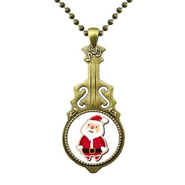 Imagem de DIYthinker Colar de Natal Papai Noel, desenho animado, colar de joias antigas com pingente de música