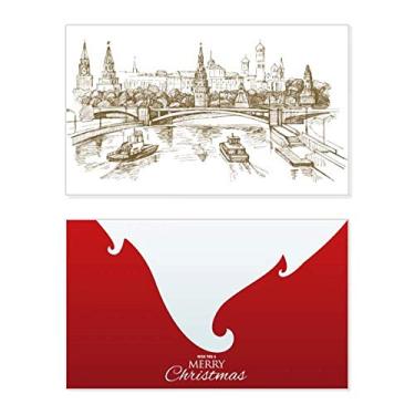 Imagem de River Bridge Landmark Sketch Holiday Merry Christmas Cartões de parabéns Mensagem de Natal