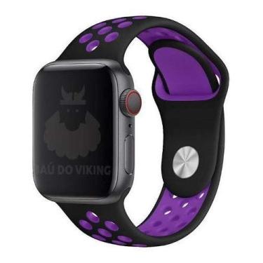 Imagem de Pulseira Silicone Furos, compatível com Apple Watch (Preto Violeta, 38/40/41 Pequeno)