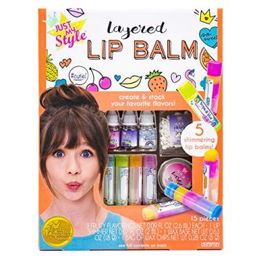 Imagem de Just My Style Layered Lip Balm by Horizon Group USA, DIY 5 Shimmering Lip Balms, Mix Fruity Flavors To Make Your Own Unique Lip Balm. Strawberry, Tropical Fruit & Very Berry