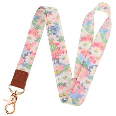 Imagem de Corrente de fivela de couro com flores para chaves, cartão de identificação, correias para telefone de academia, porta-crachá, faça você mesmo, cordão para pendurar corda, 2