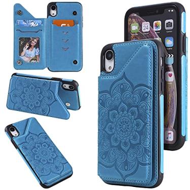 Imagem de Flip Case para Telefone Para iPhone XR (6.1) Caso Phone Case de Carteira Flip Protetora Caso de Choque-à Prova de Choque Caixa Caixa Do Telefone para iPhone XR (6.1) proteção do telefone (Color : Blu
