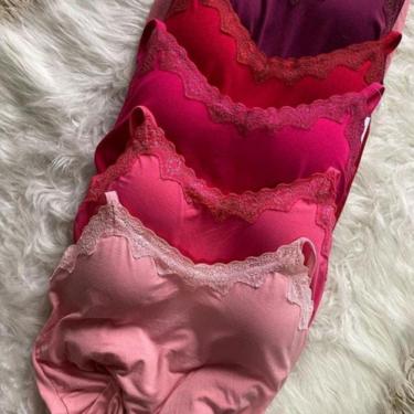 Imagem de Blusa feminina regata com bojo viscolaycra rendinha no decote