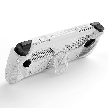Imagem de HUAYUWA Capa protetora branca com suporte compatível com ROG Ally 7 polegadas Gaming Handheld 2023 capa de TPU macio para console de jogos Capa de pretensão completa