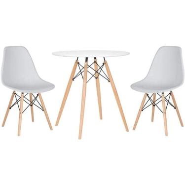 Imagem de Conjunto Mesa Jantar Eiffel 70cm Branca + 2 Cadeiras Charles Eames - Branca