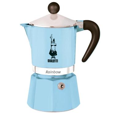 Imagem de Cafeteira Italiana Bialetti Rainbow em Alumínio 3 Xícaras – Azul Clara
