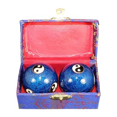 Imagem de Amagogo Bolas de massagem de 2 peças, bolas de handebol chinesas com caixa de armazenamento, bolas de baoding portáteis reutilizáveis duráveis, bolas de saúde, Gossip Blue