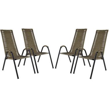 Imagem de Conjunto 4 Cadeiras Canadá Artesanal em Fibra Sintética, Para Área Gourmet, Varanda, Fazenda, Pátio, Piscina, Terraço, Jardim - Pequi 04