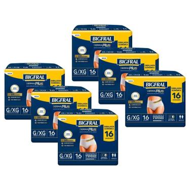 Imagem de Kit 6 Roupas Íntima Bigfral Pants Derma Plus G/EX com 16un cada