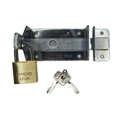 Imagem de Fecho Trinco Chato 12X5Cm Para Portão Com Cadeado Pado 30Mm