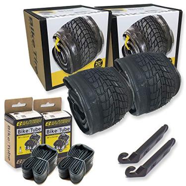 Imagem de Pacotes de pneus de bicicleta de 51 cm para crianças e pneus BMX. Serve para tubos de bicicleta de 20 x 1,75, pneus, aros, rodas dianteiras ou traseiras. Inclui ferramentas de pneu. Com ou sem tubos. Pacote com 1 ou 2 unidades., 2 Tires - With Tubes