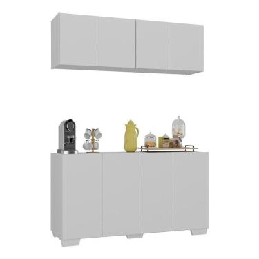 Imagem de Conjunto Cantinho Do Café Armário E Aparador 4 Portas Multimóveis Mp1085 Branco Branco