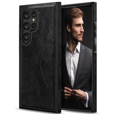 Imagem de LOHASIC Capa para Galaxy S24 Ultra, couro PU clássico textura elegante capa traseira macia à prova de choque capas protetoras compatíveis com Samsung Galaxy S24 Ultra 2024 novo - preto