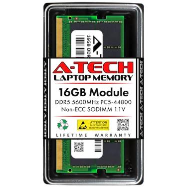 Imagem de A-Tech Módulo de atualização de memória RAM de laptop de 262 pinos 16GB DDR5 5600MHz PC5-44800 CL46 SODIMM 1,1 V não ECC sem buffer