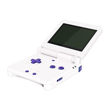 Imagem de eXtremeRate Chameleon roxo azul brilhante personalizado conjunto completo botões para Gameboy Advance SP, substituição A B L R botão liga/desliga botão botão botão D-pad para console GBA SP - console NÃO incluído