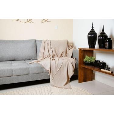 Imagem de Manta para Sofá Capa Protetora 2,40 x 1,80 Gigante 100% Algodão Cama Decorativa Colcha Coberta (Bege (2,40M x 1,80M))