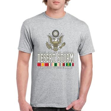 Imagem de Camiseta masculina Desert Storm Proud Veteran Army Gulf War Operation Served DD 214 Veterans Day Patriot, Cinza, XXG