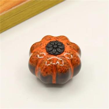 Imagem de Puxadores de cerâmica pintados à mão leopardo, puxadores de gaveta de armário, pacote de um botão com alça de parafuso, 1231, preto, laranja