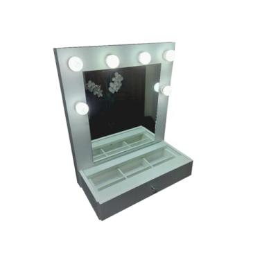 Imagem de Penteadeira Maggie para Maquiagem e Joias Suspensa com Espelho e Kit Luz 6 Bocais Camarim 100% MDF (Branco)