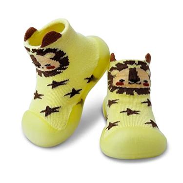 Imagem de Dookeh Sapatos de bebê meninos meninas primeiro caminhada antiderrapante sola macia tênis infantil bebê meia sapatos, A2 - Amarelo, 18-24 Months Toddler