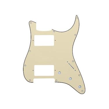 Imagem de ROZILO 11 Buracos Guitarra Strat Pickguard HH Humbucker para Fender Padrão Stratocaster Estilo Moderno Branco Envelhecido