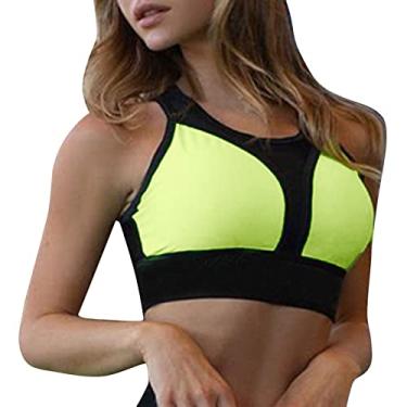 Imagem de Sutiã feminino de treino slim fit, gola redonda, cropped com costas nadador básica, camiseta de corrida de verão, Verde, G