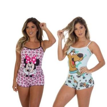Imagem de Kit 2 Pijama Short Doll Personagem Frimodas Adulto-Feminino