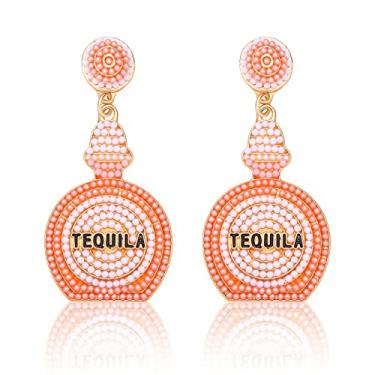 Imagem de Boderier Brincos de contas de garrafa de tequila, brincos de champanhe, brincos feitos à mão, para mulheres, joias festivas, presentes, miçangas
