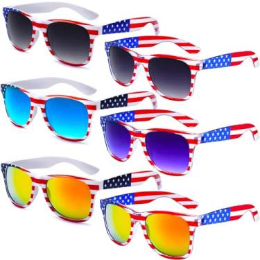 Imagem de knliwkm Óculos de sol com bandeira americana para homens, acessórios de 4 de julho com bandeira americana, B, Medium