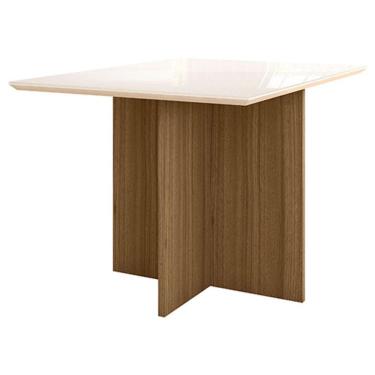 Imagem de Mesa de Jantar 120cm Helo com Vidro Carvalho Off White – Poliman