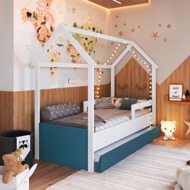 Imagem de Genérico, Cama Infantil Cabana Montessoriana com Cama Auxiliar Azul