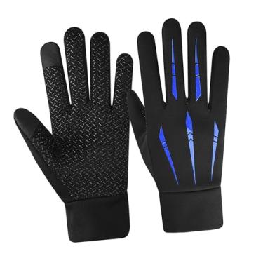 Imagem de Luvas de Inverno Masculinas Luvas de Motocicleta Tela de Toque Quente Masculina para Dirigir Motocicleta (Azul)