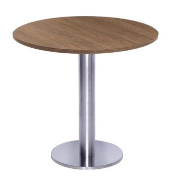 Imagem de Mesa Beta Big em Inox 75 cm (Altura) com Disco Redondo com Tampo em MDP Redonda 60 cm Cor Imbuia