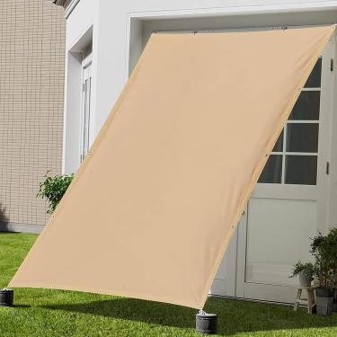Imagem de Toldo retangular 1,5M x 3,2M Pano de proteção contra vento e UV com acessórios de poliéster para varanda de pátio de jardim externo, branco, 21932, Creme Farben, 1,2M x 1,4M