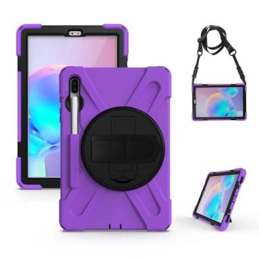 Imagem de Capa resistente para tablet Samsung Galaxy Tab S6 10,5 polegadas 2019 T860 T865 T867 suporte giratório PC capa à prova de choque (roxo, S6 T865 T860 T867)