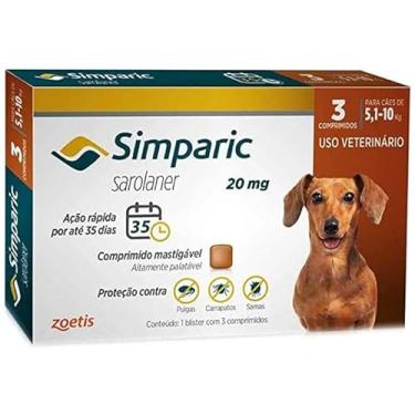 Imagem de Antipulgas Simparic cães 5,1-10 kg - 3 comprimidos/validade 2022 - Zoetis