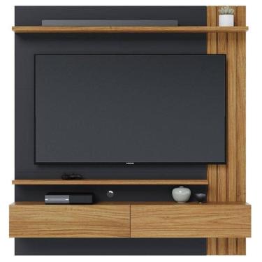 Imagem de Painel Para Tv Home Suspenso Juriti 1.5 Noce Milano Preto Acetinado - Colibri