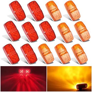 Imagem de Nifeida – Pacote com 14 lâmpadas à prova d'água, duplo bulseye âmbar e vermelho, 10 LEDs, indicador de luz lateral para trailers, trailers, barcos, trailers, trailers [7 vermelhos e 7 âmbar]