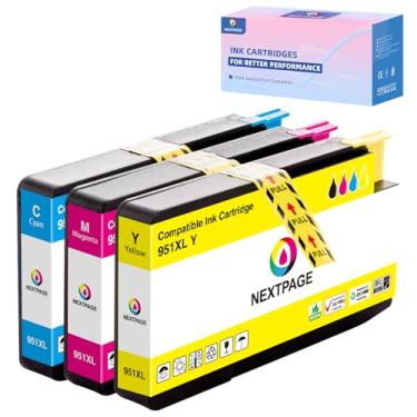 Imagem de Cartuchos de tinta 951 ciano, magenta, amarelo, pacote com 3 cartuchos de tinta de substituição para HP 951xl para impressoras HP OfficeJet Pro 8100 8110 8600 8610 8615 8616 8620 8625 tinta colorida