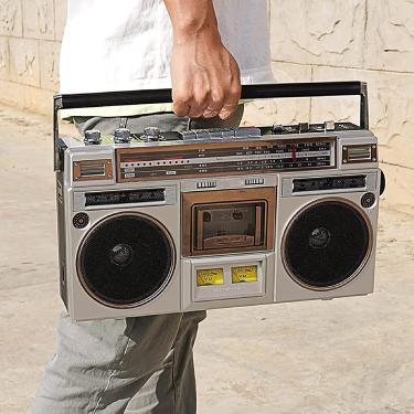 Imagem de Boombox de cassete retrô, gravador de toca-fitas de rádio, rádio AM/FM portátil, conversão de cassetes para USB/SD, alto-falante estéreo integrado estilo clássico dos anos 80