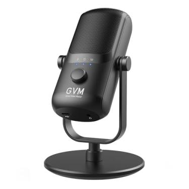 Imagem de Microfone dinâmico GVM, XLR/USB para gravação de podcast, microfone para transmissão vocal, microfone de metal de estúdio com mudo de microfone, conector de fone de ouvido, controle de volume de
