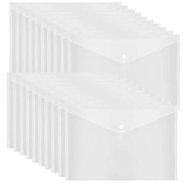 Imagem de Envelope de plástico transparente com fecho de botão de pressão, pasta de arquivo de envelope impermeável de plástico, pastas transparentes para documentos, tamanho carta, tamanho A4, para material