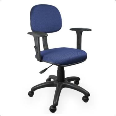 Imagem de Cadeira De Escritório Secretária Giratória Home Office Tapeçada Em Tecido Com Apoio De Braços Regulável Ergonômica Resistente Azul Escritex