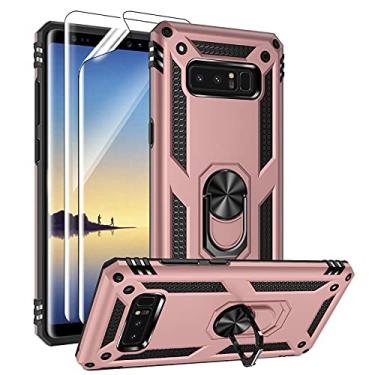 Imagem de Androgate Capa para Samsung Galaxy Note 8 com protetores de tela PET 3D, suporte de anel de metal de nível militar com suporte de 4,5 m, capa à prova de choque testada contra quedas para Samsung