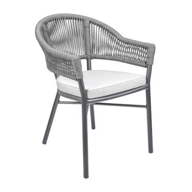 Imagem de Cadeira Área Externa de Alumínio Bear com Corda Naútica Grafite G56 - Gran Belo