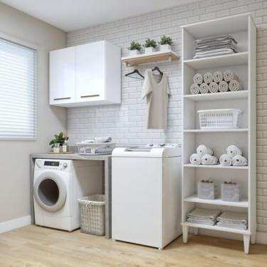 Imagem de Lavanderia Modulada 1 Armário Multiuso e Armário Aéreo Belém Branco