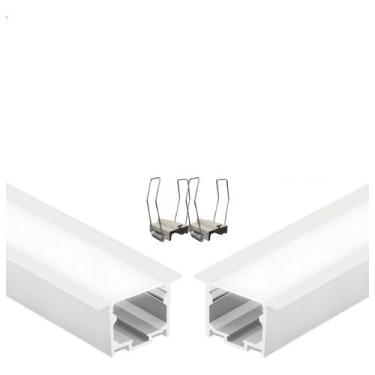 Imagem de Perfil De Led Embutir 50x30mm 2m Largo Alumínio P/Gesso