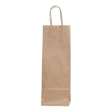 Imagem de Sacolas de Papel Kraft (14x8x39cm). Sacolinhas P/ Garrafas de Vinho Be
